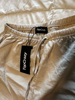 Tan linen wide leg pants