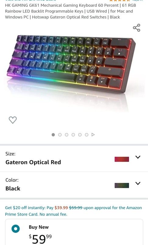 GK61s, Tastiera Meccanica Da Gaming, 61 Tasti Multicolore RGB