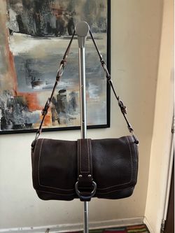 Vintage Coach Chelsea Dark Brown Pebbled Leather Flap Shoulder Bag Y2K Hobo Style No. F10893