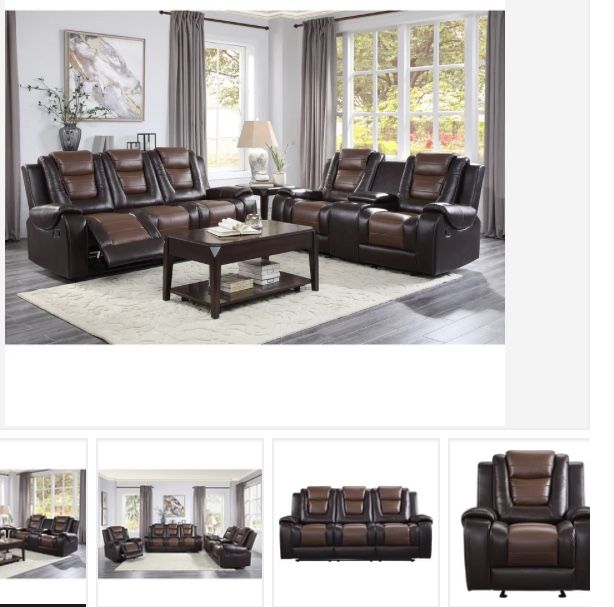 Briscoe Brown Double Reclining Living Room Set ( sectional couch sofa loveseat recliner options