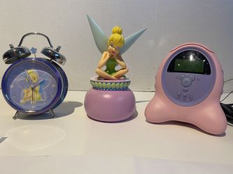 Disney Tinker Bell Alarm Clock, Tinker Bell Piggy Bank & Disney Mickey Mouse Radio Alarm digital Clock