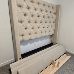 Upholstered Queen Bed, Beige