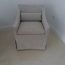 Restoration Hardware- 4 Belgian Slip covered Slope Arm Dining Chair.