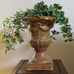 Classic Ceramic Flower Urn Planter 12.5” H x 9”W