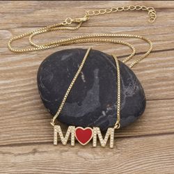 Gold Plated Mom Necklace