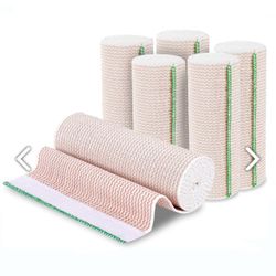 Premium 6 Pack Elastic Bandage Wrap 4 Inch, Compression Wrap Bandage for Legs, Lymphedema Wraps for Legs, Ankle, Knee, Tummy, Body, Latex-Free