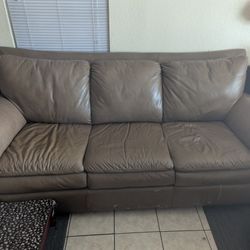 Brown Leather Couch 