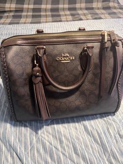 Coach Signature Satchel Handbag with Tassel