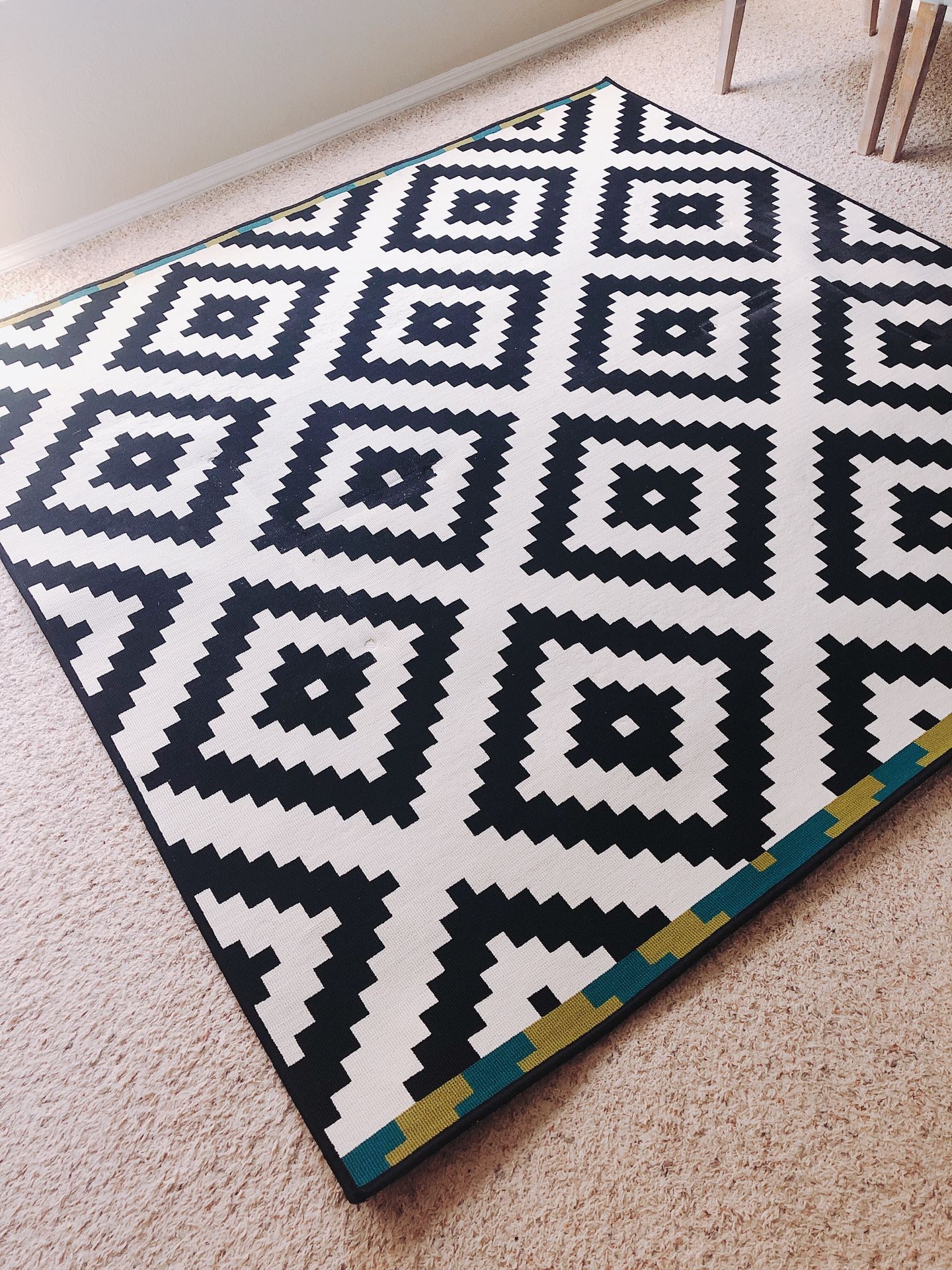 Ikea LAPPLJUNG RUTA Rug 6 ' 7 " x 6 ' 7 " low pile white black