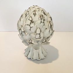 7.5” Distressed White Artichoke | Kitchen Decor