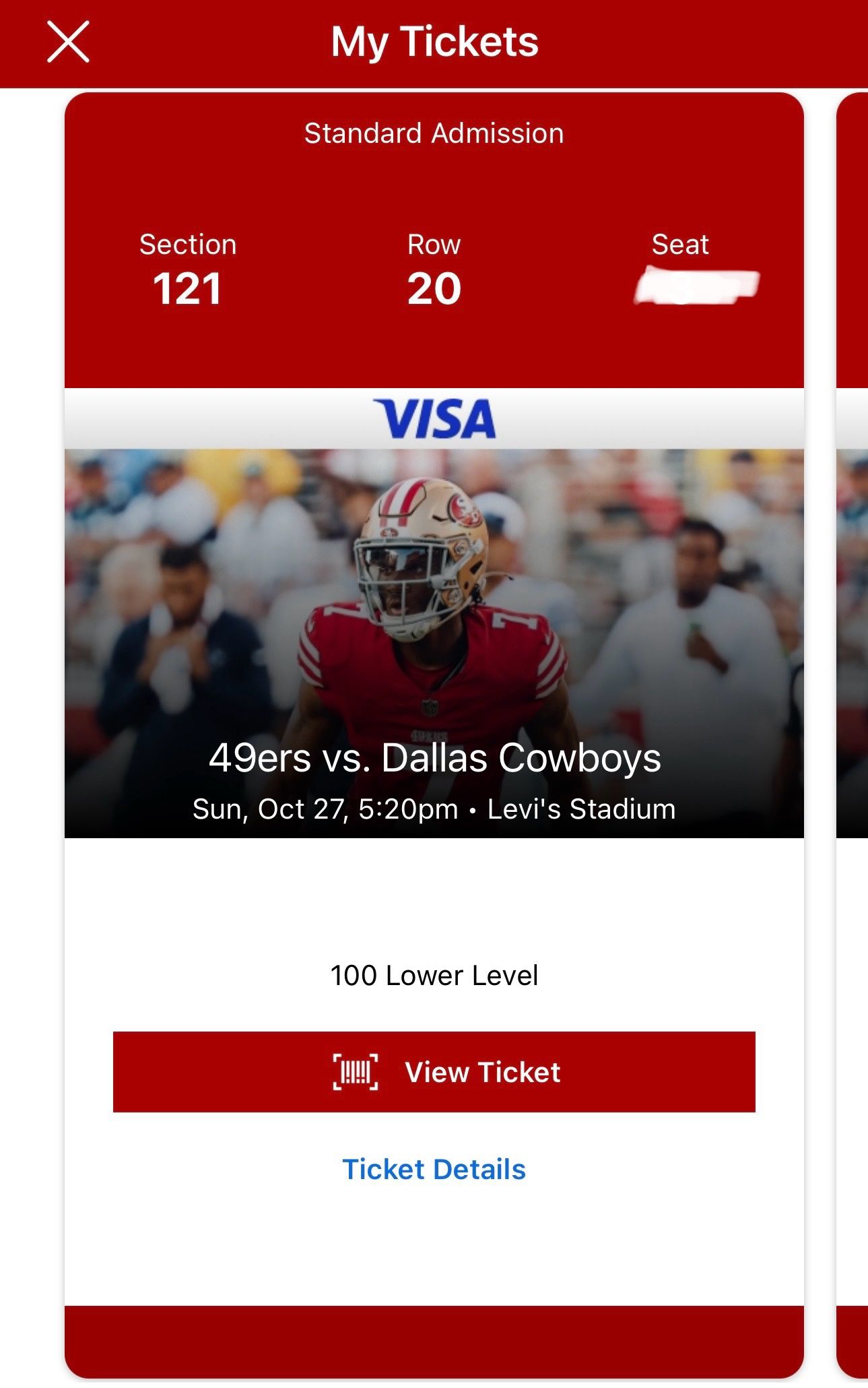 49ers Vs Cowboys Tickets w/ Parking Pass