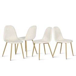 Open Box Homy Casa CHARLTON TERRY BEIGE OAK LEG Dining Chair "17.32 x 20.87 x 34.25 in" Modern Seating for Home and Office