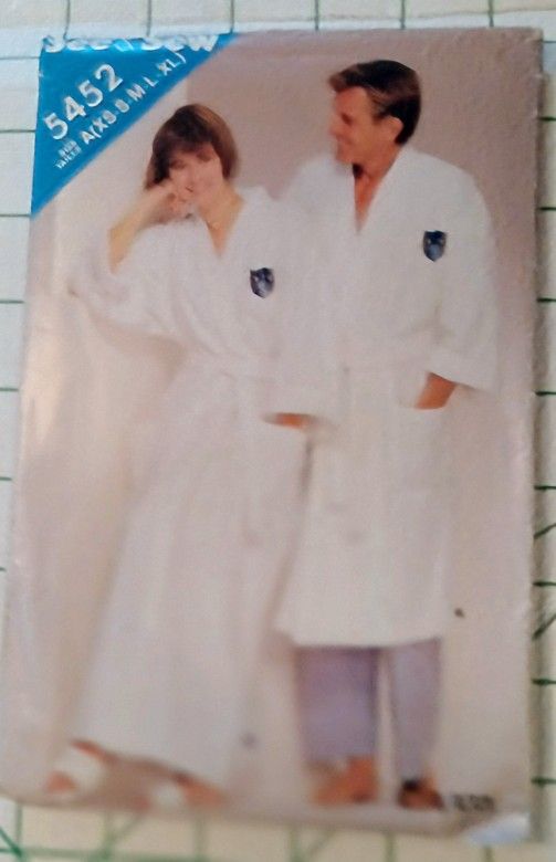 Plush Bathrobe Pattern Men's & Women's XS -XL