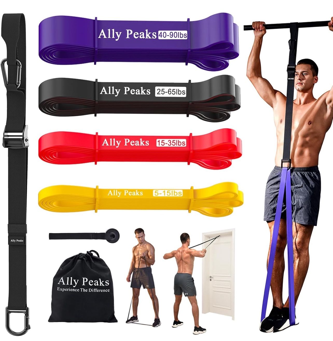 Pull Up Assistance Bands System,Up to 410 lbs Assistance, Resistance Bands,Adjustable and Replaceable Pull Up Assist Band,Assisted Pull Up Resistance