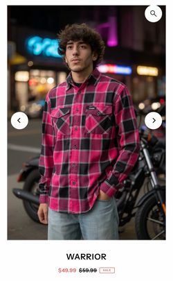 Warrior Flannel Plaid Button-Up Shirt