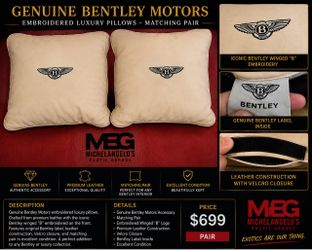 Genuine Bentley Motors Leather Pillows – Matching Pair