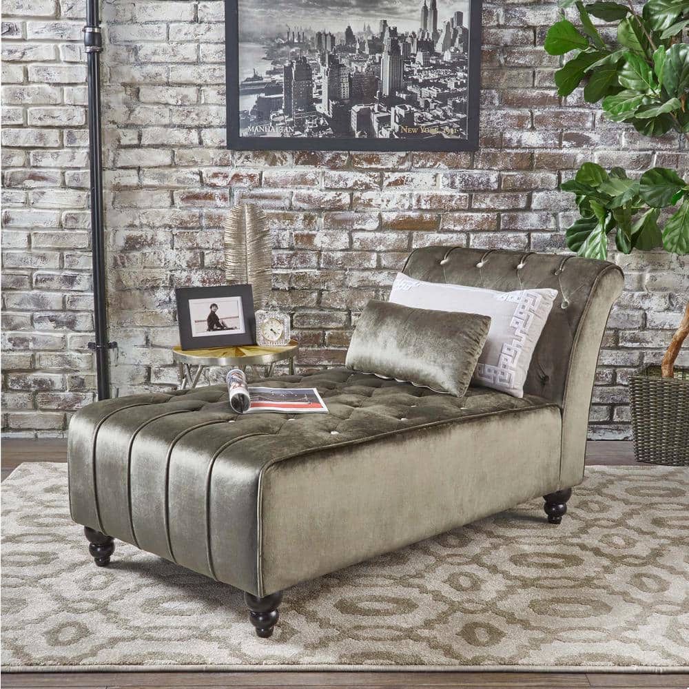 Chaise Lounge New in Original Packaging Featuring Soft Velvet Diamond Stitching.