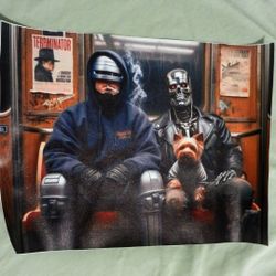 Canvas Poster wall print 12x18 Robocop & Terminator one subway with dog