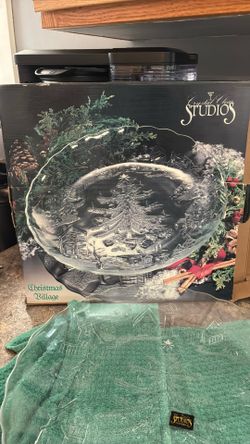 Crystal Clear Studios Christmas Village Round Platter