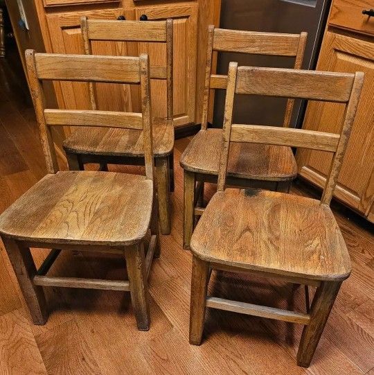 Solid Oak Child Chairs - SOLD Individually At $25 Each