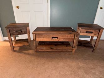3pc Rustic Coffee table and end table set
