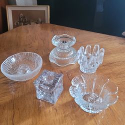 Vintage Scandinavian clear Glass Candle holders