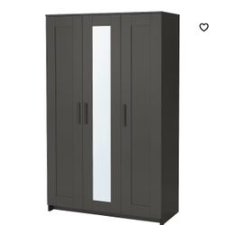 Wardrobe with 3 doors and mirror gray