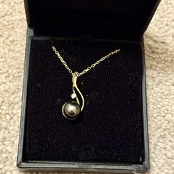 Thaitian black pearl gold necklace