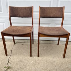 Pair of Vintage Danish Modern Style Teak Dining Chairs