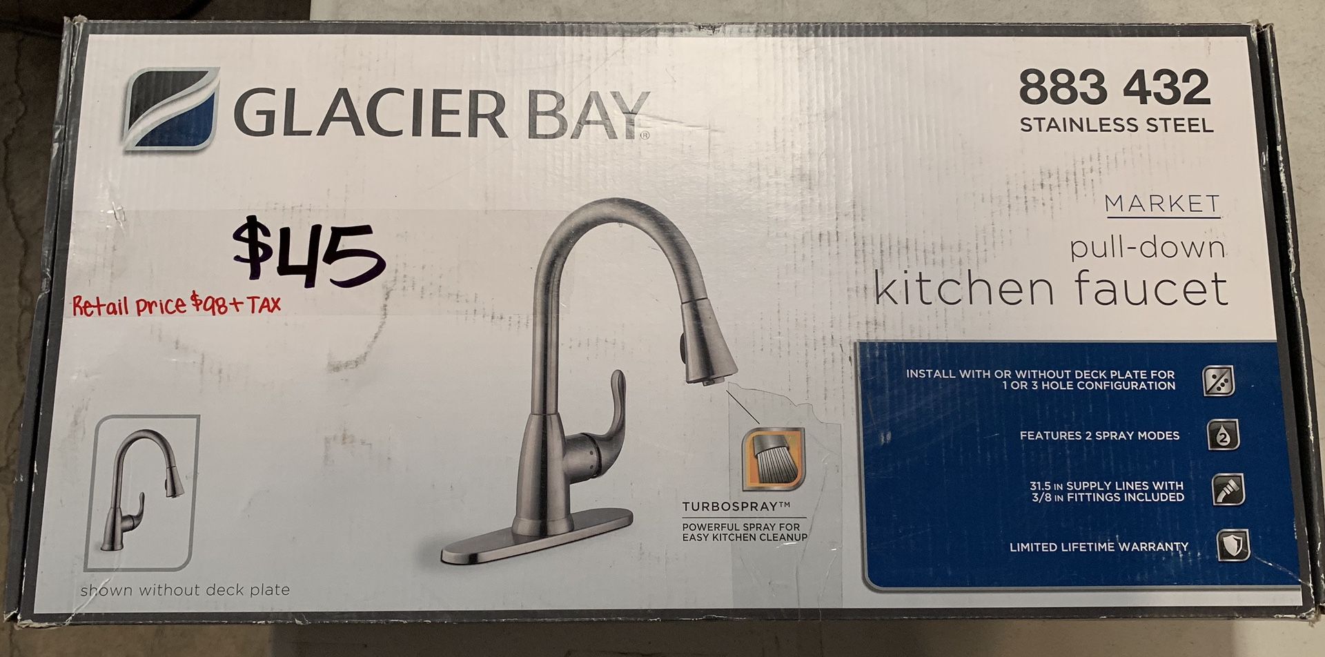 Glacier Bay Market Single-Handle Pull-Down Sprayer Kitchen Faucet in Stainless Steel with Fastmount