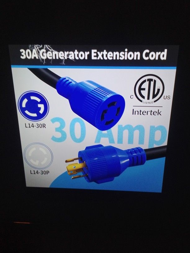 New 30 Amp Generator Extension Cord 15' 4 Prong 125/250v