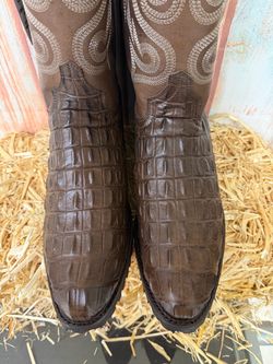 NEW COWBOY BOOTS SIZE 13.5 BROWN ROUND TOE WIDE
