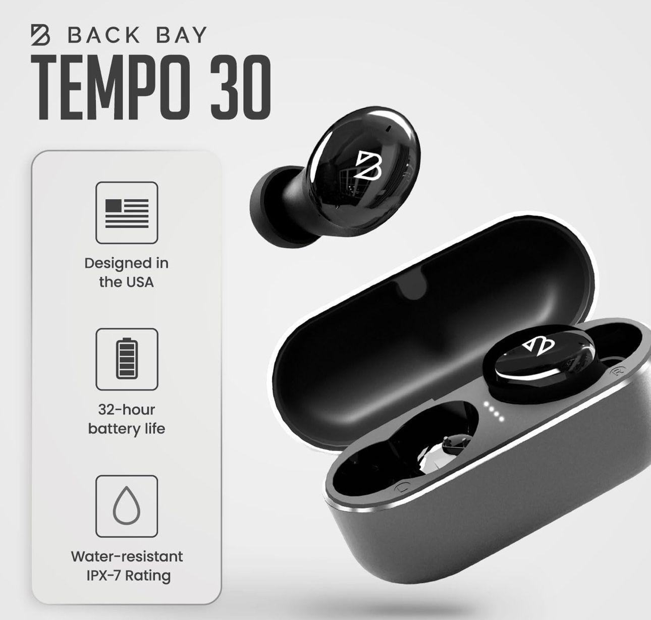 Back Bay Audio Tempo 30 Wireless Earbuds for Small Ears