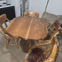 Live Edge Table Bench 5 Chairs 