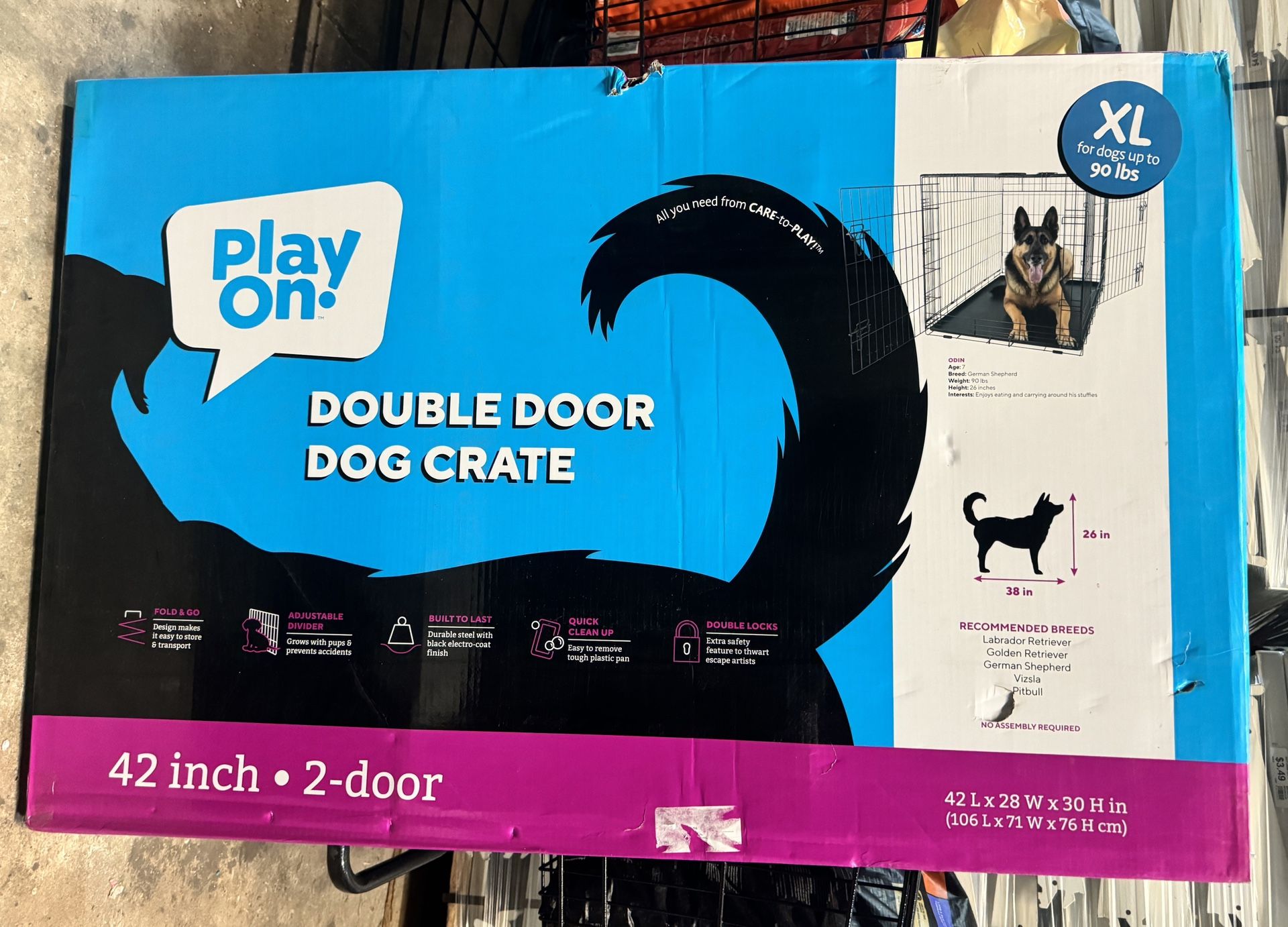 Play On Double Door Crate, Extra Large (42"L x 28"W x 30"H)