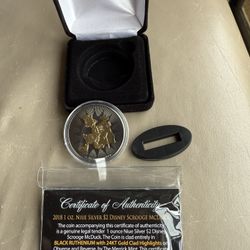 2018 1oz NIUE DISNEY SCROOGE MCDUCK BLACK RUTHENIUM SILVER COIN