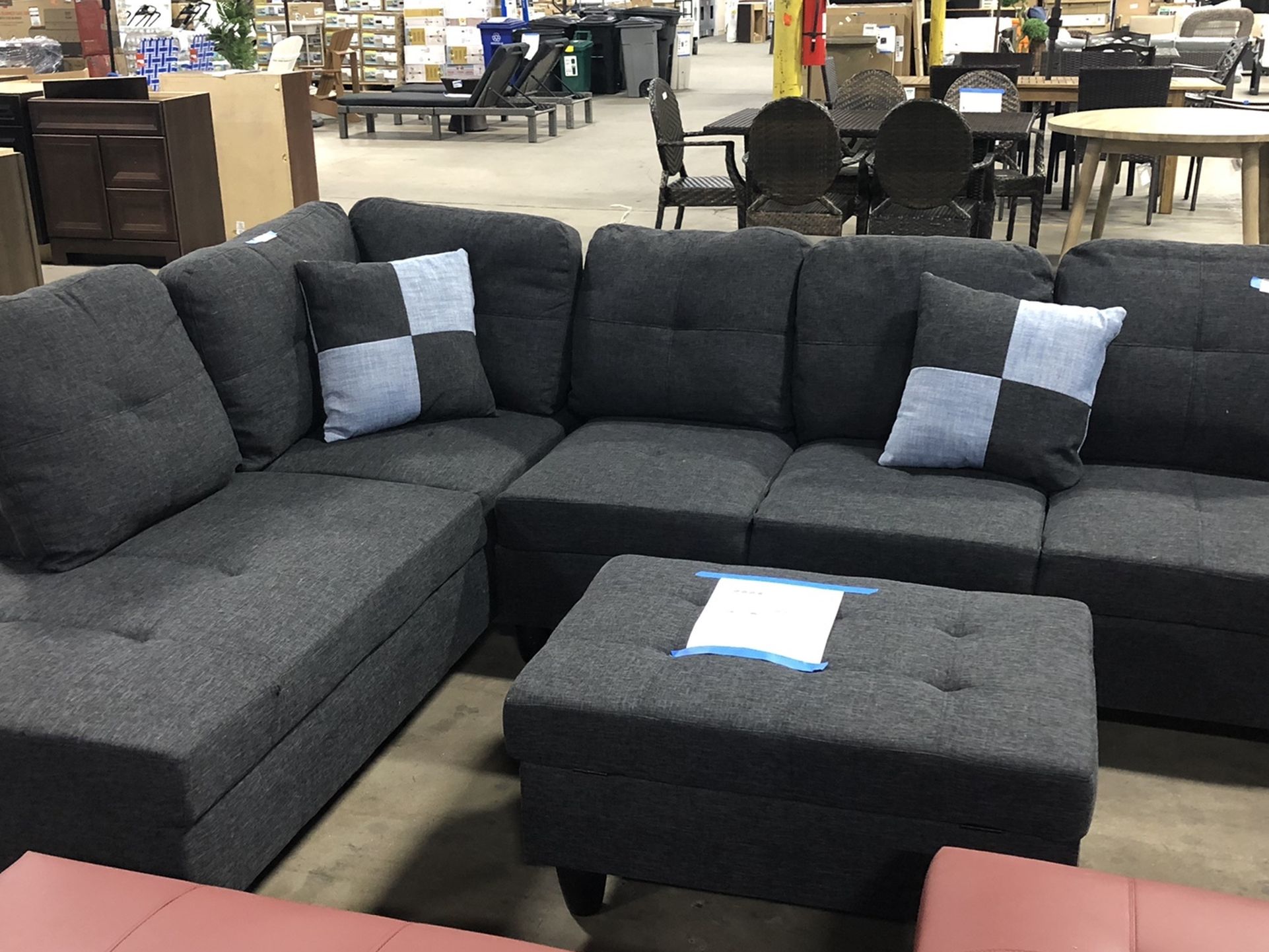 🛋NEW ARRIVAL🤩 3-Piece Jet Black 4-Seater Sofa with Ottoman 😍