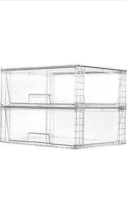 Vtopmart 2 Pack Large Clear Stackable Storage Drawers
