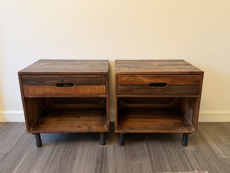 Rustic Reclaimed Wood Nightstands – Set of 2