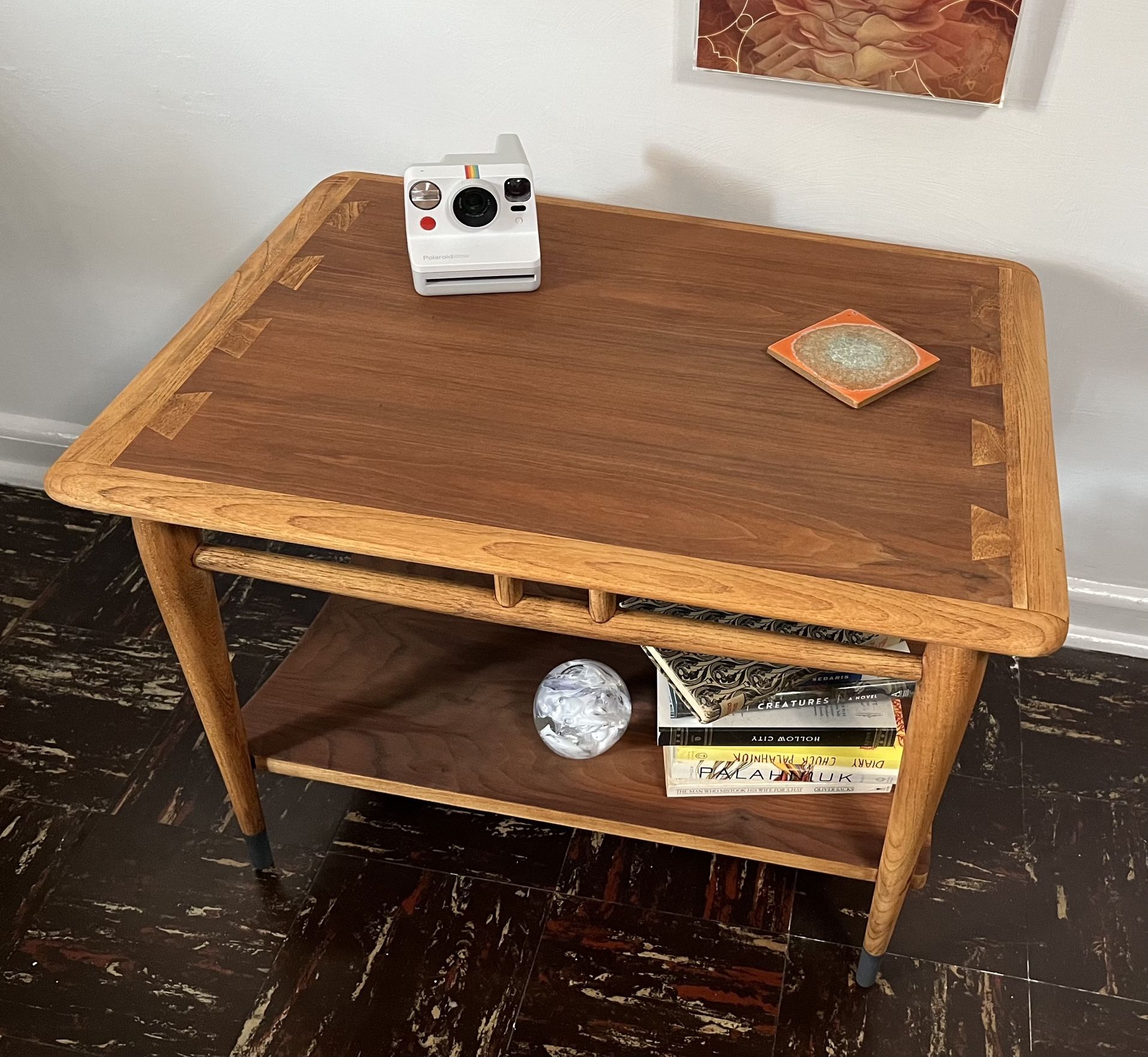 Lane Acclaim MCM mid century modern Two Tier hard wood Side / End table 2-tier Vintage dove tail Boho Decor