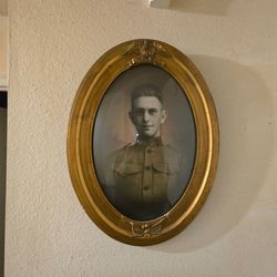 Antique Oval Gold Frame Military Portrait Photo
