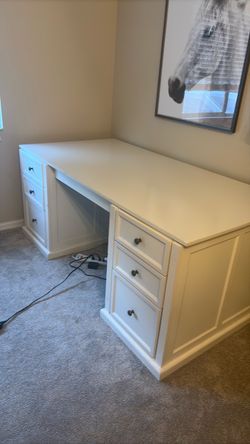 Ballard Designs 2-sided antique white desk