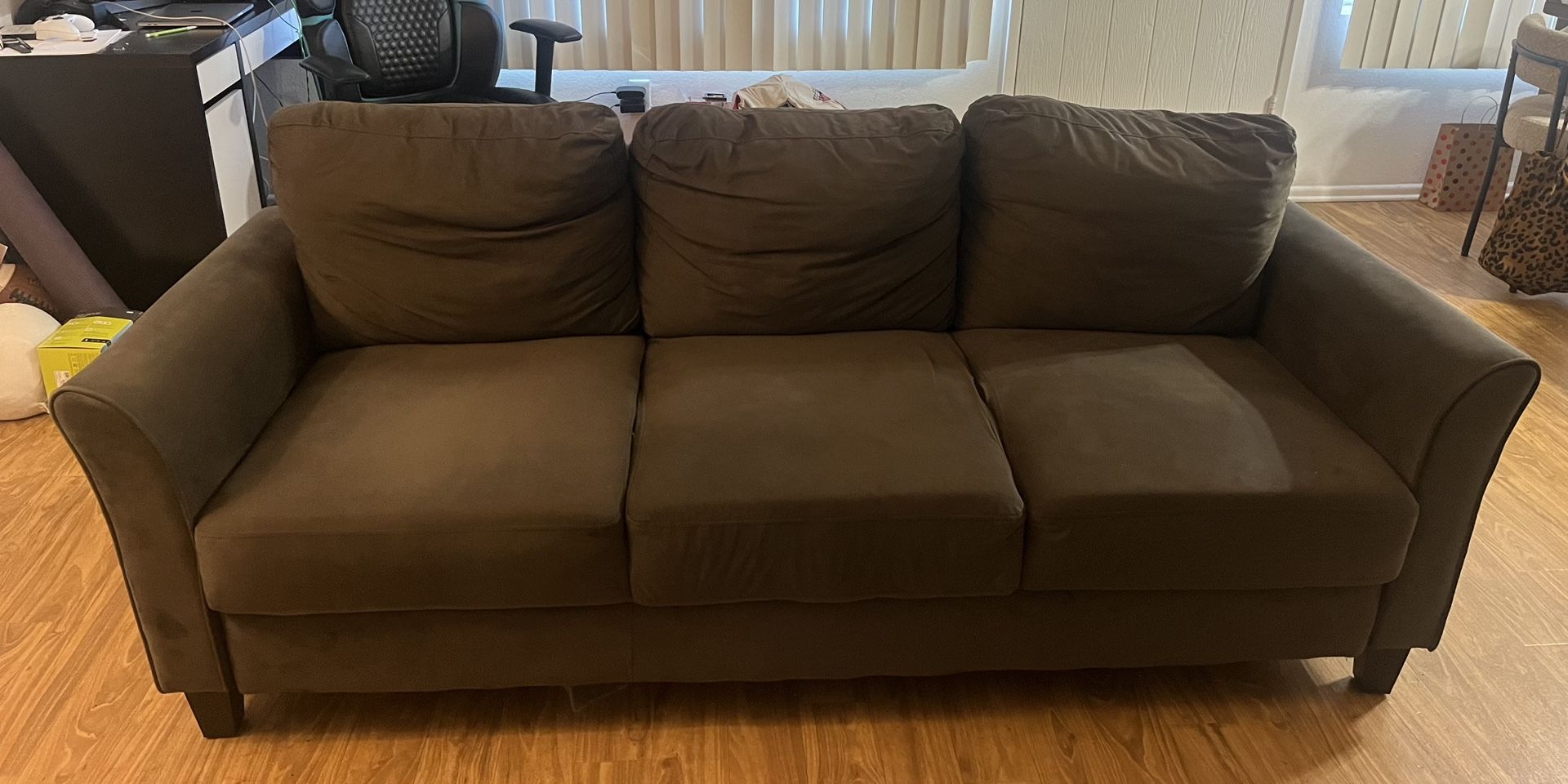 Brown / Grey Loveseat For Sale