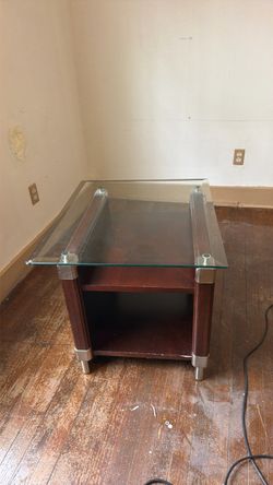 Glass Top End Table with Lower Shelf
