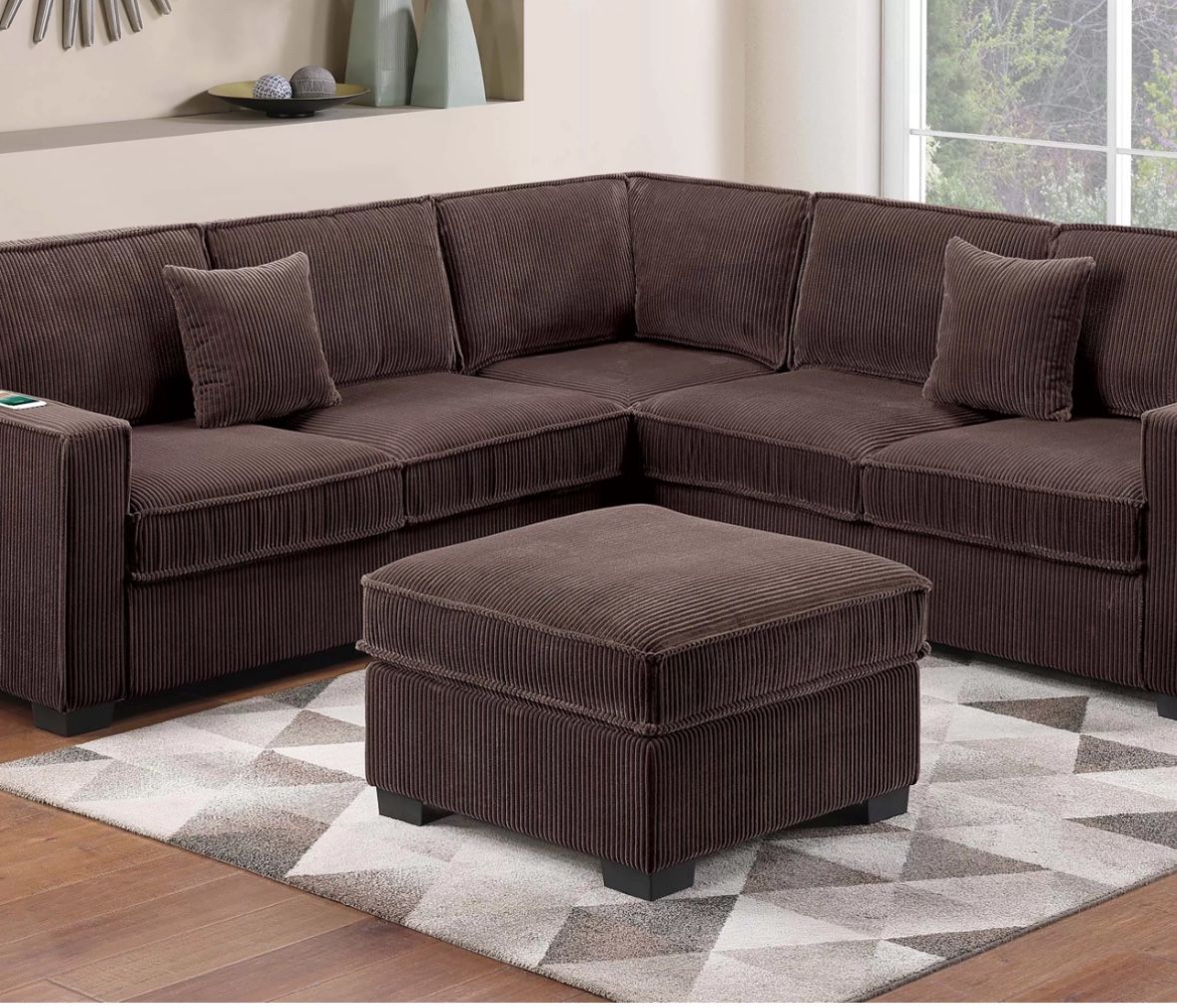 3 Pc Sectional Set With Ottoman Set