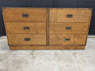 Stained Wood Double Dresser with Minimalist Hardware