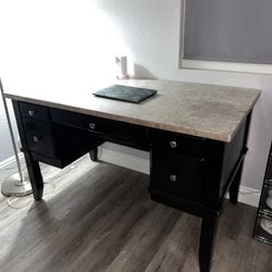 Espresso Wood Marble Top Desk
