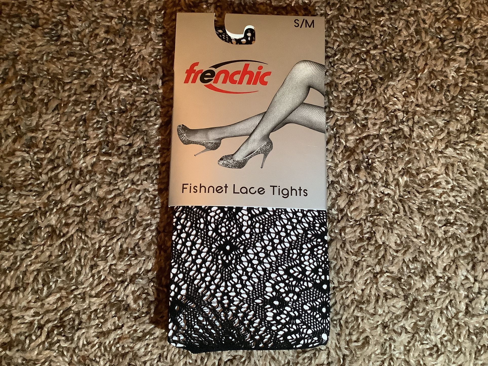 Frenchic fishnet lace tights, fashion, color black, size: S/M