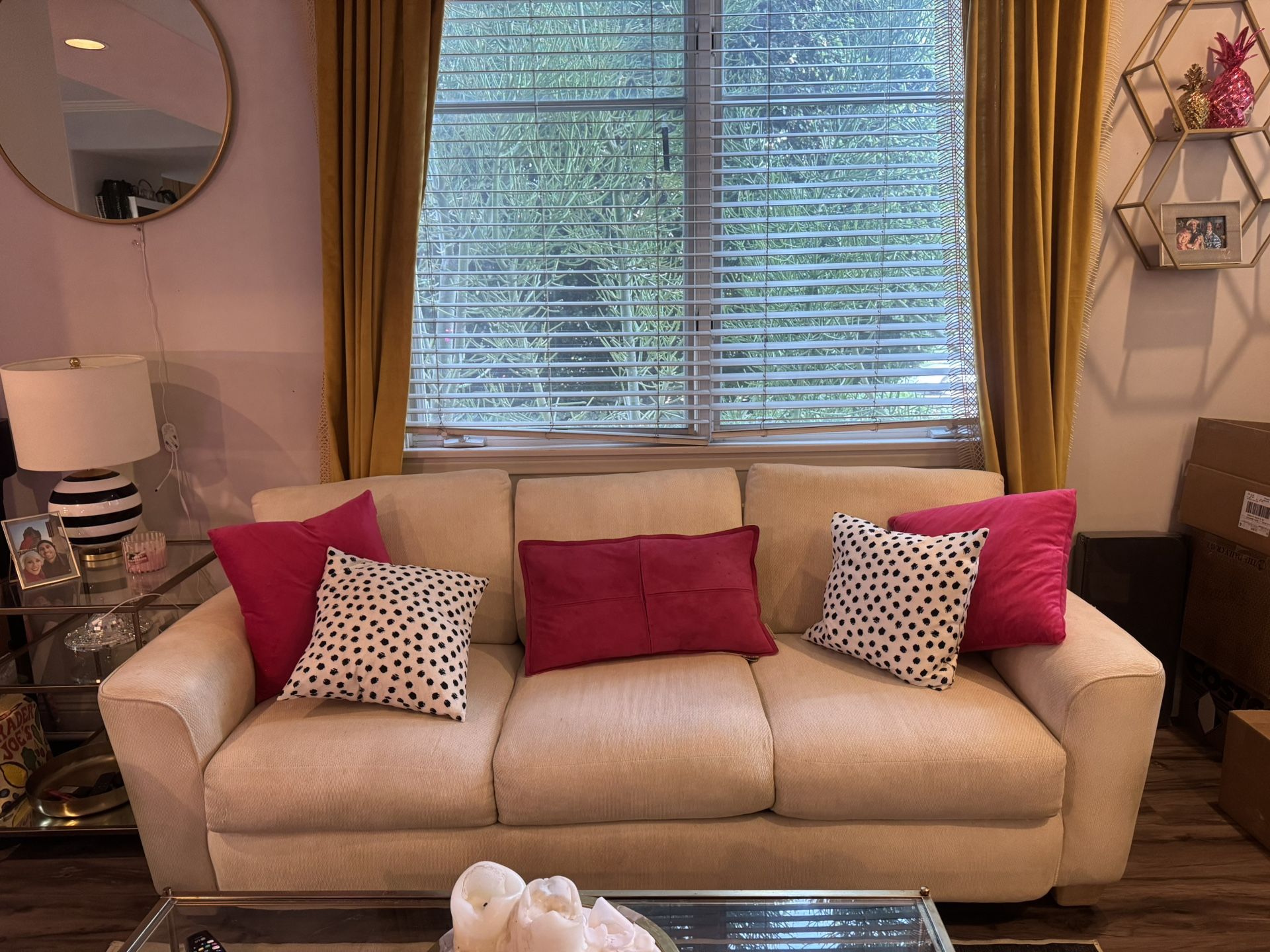 Cream Colored Loveseat And 3 Seat Sofa Set