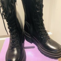 Steve Madden Womens Size 10 Matryx Side Zip Block Heel Combat & Lace-up Boots